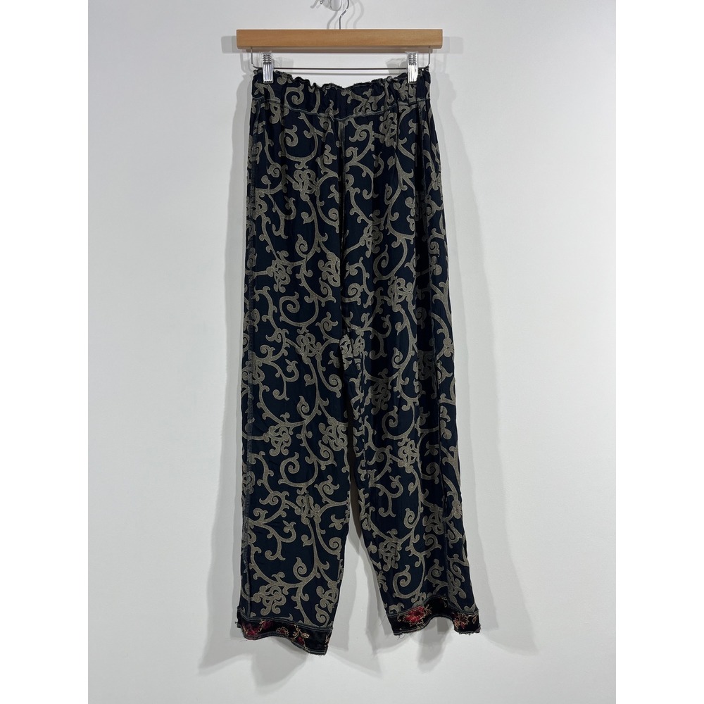 Nothing Matches Scroll Print Wide Leg Pants Floral Hem Size‎ 1 Artsy Boho Indie